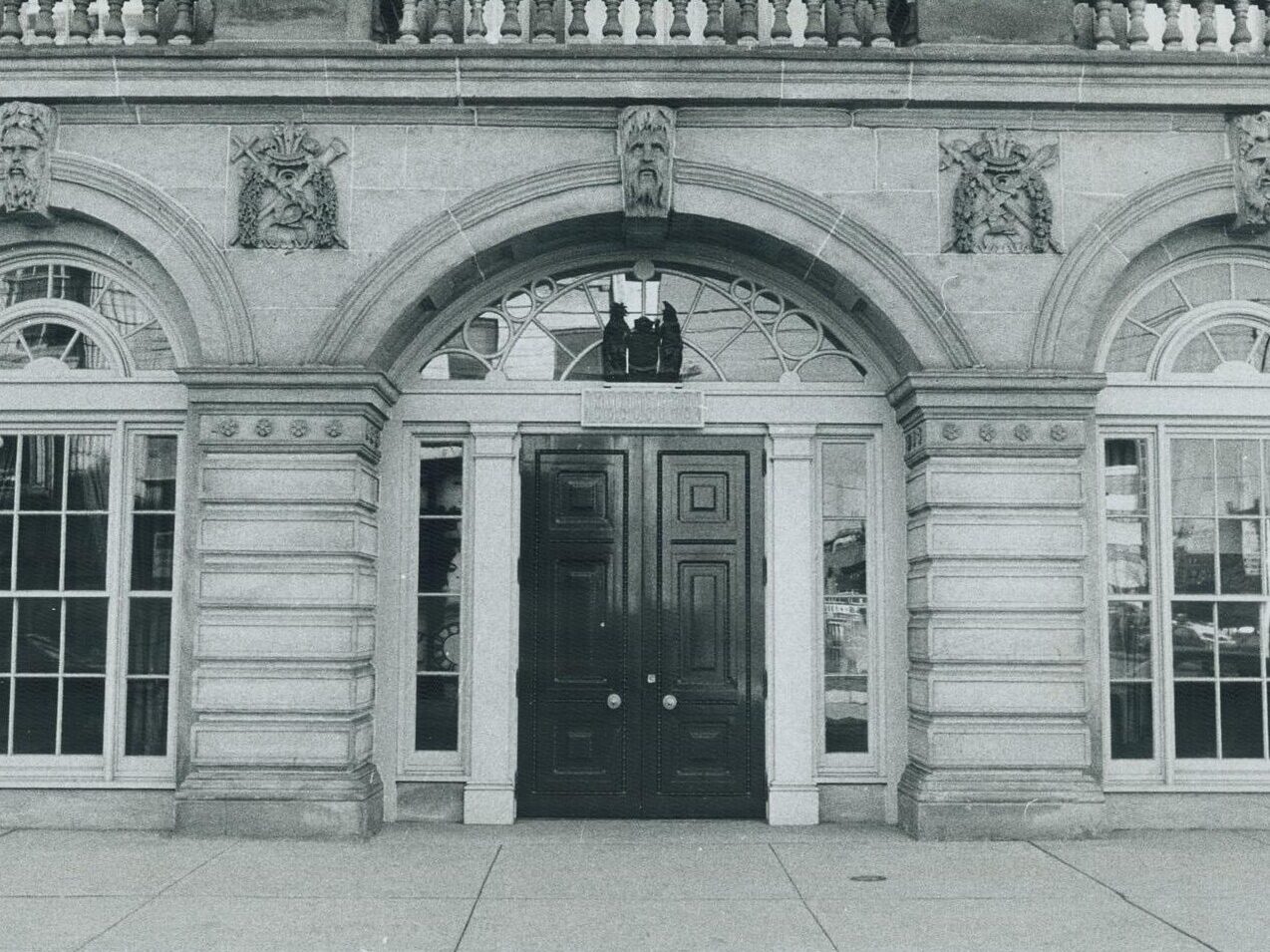 The facade of St. Lawrence Hall, photographed here in 1973. Courtesy of Toronto Public Library.