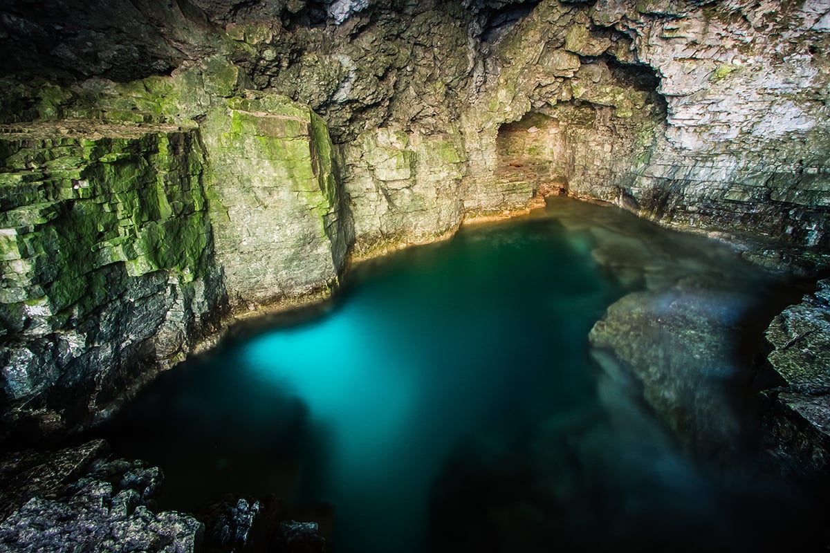 Colonies of bats overwinter in caves like this one on the Bruce Peninsula north of Toronto.