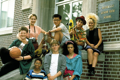 Degrassi Jr. High promotional image of the cast. Image captured by Fred Phipps of CBC-TV and sourced from Canadian Encyclopedia.