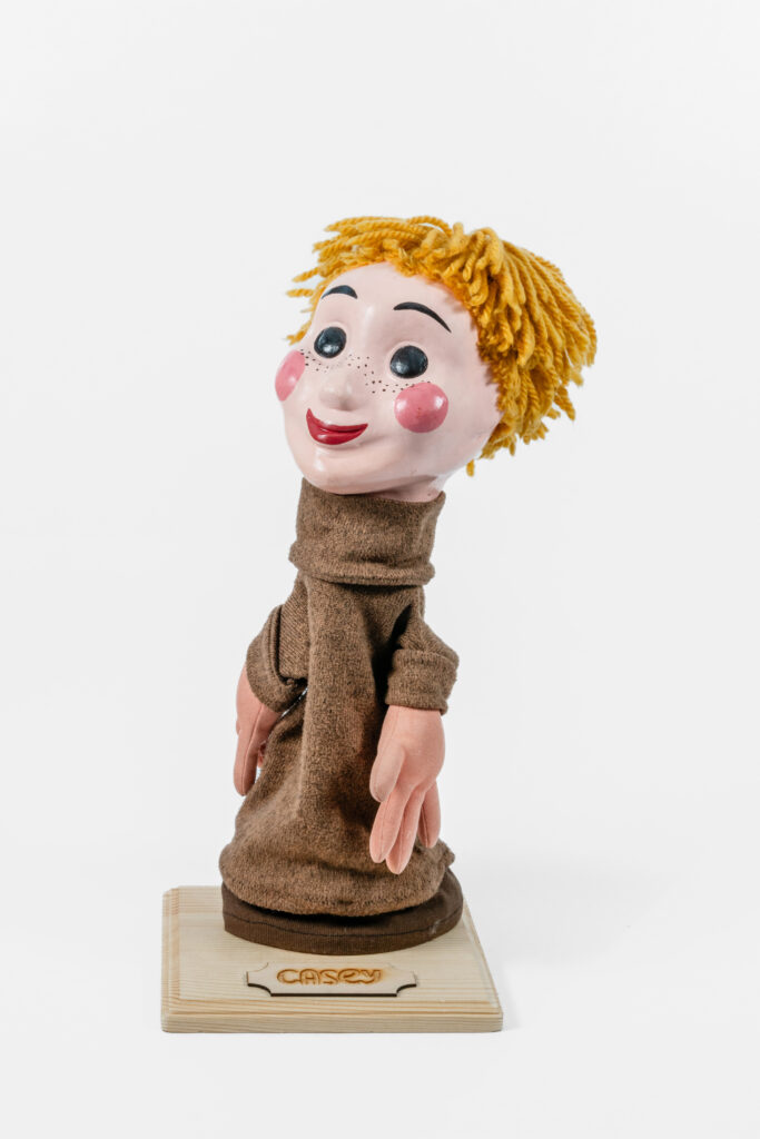 Casey Puppet Collection of Museum of Toronto Mr. Dressup’s beloved companions were puppets, Casey and Finnegan. The original puppets were made by hand and performed by puppeteer, Judith Lawrence. These puppets in the likeness of the beloved duo celebrate her iconic creations.