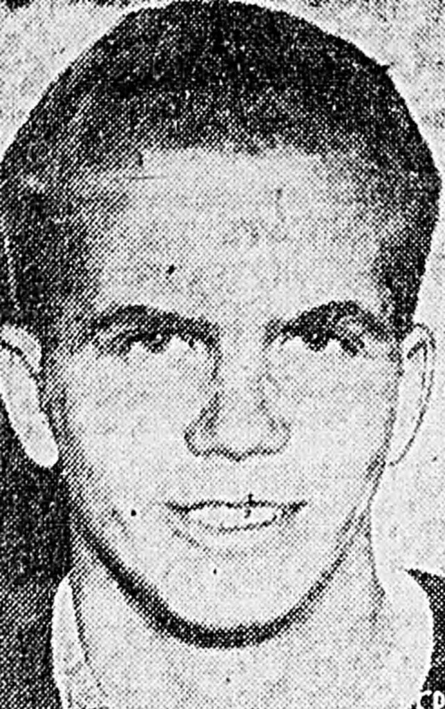 A photograph of Bill Barilko from the Saint John Times on April 23, 1951, describing his game-winning goal over Montreal to cynch the Stanley Cup win. Image sourced from Newspapers.com.