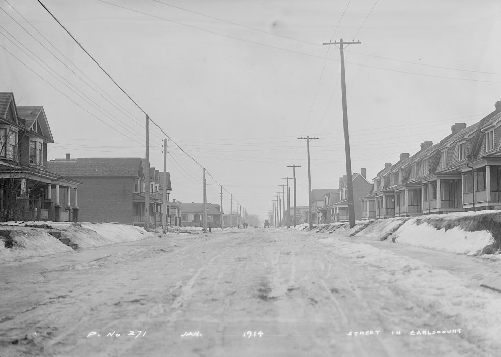 A photograph of a street in Toronto's Earlscourt suburb taken in January 1914.
